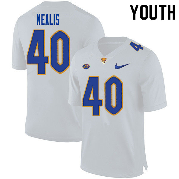 Youth #40 Thomas Nealis Pitt Panthers College Football Jerseys Sale-White